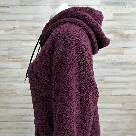 Victorias Secret Pink Teddy Fleece Jacket Womens Size XS Burgundy Quarter Zip - Picture 8 of 16
